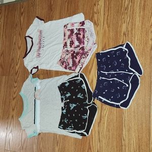 Justice bundle of 5 pieces girl 2  tshirts and 3 shorts pants. Size 10